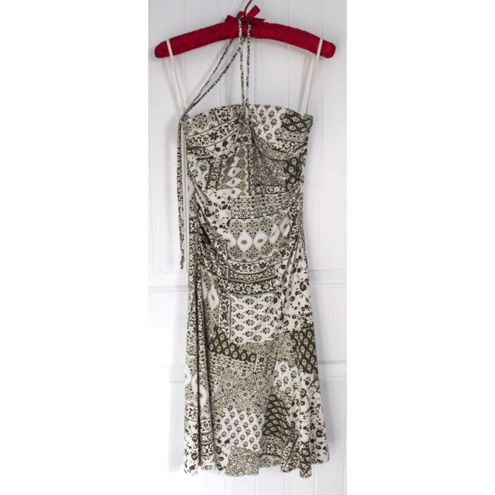 (Sold) Ruby Rox Green and White Halter Top Dress